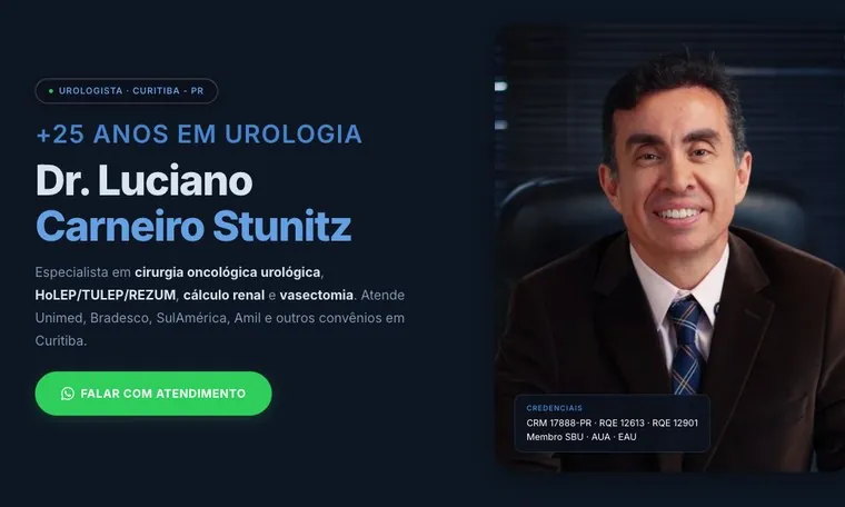 Site do Dr. Luciano Carneiro Stunitz, urologista em Curitiba, feito pela Agência Wood